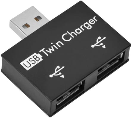 Store_8 - USB hub connector - USB splitter - dubbele USB-lader - zwart - USB 2.0 adapter - ideaal voor mobiel gebruik - compact formaat