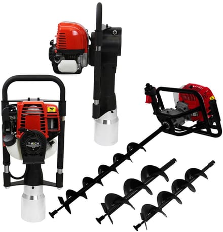 Grondboor paalrammerset - 3 PK grondboor - 37,7 cc paalrammer - 3 boren