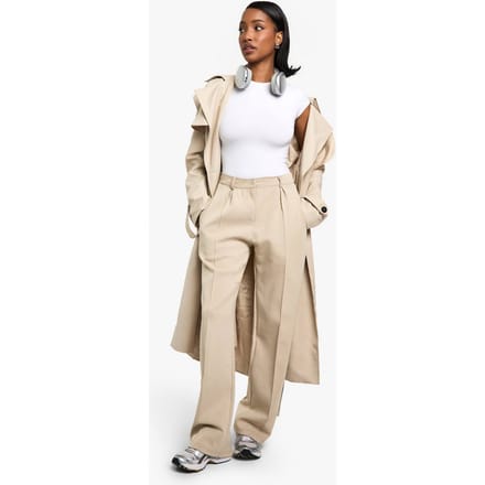 boohoo Dames Premium Superzachte Interlock Getailleerde Broek met Rechte Pijp | Steen | Maat: Large
