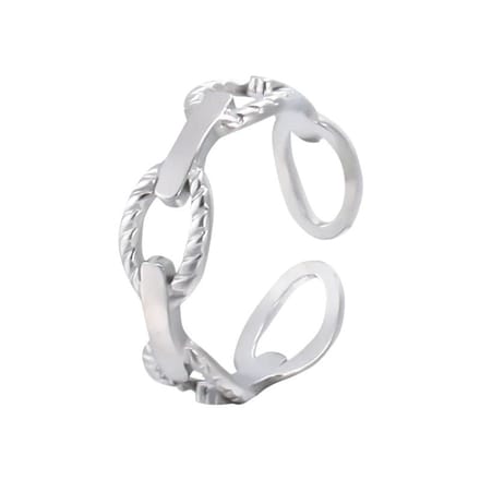 Aramat Jewels - Stalen verstelbare open schakelring - Zilverkleur