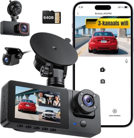 Core® Dual Dashcam - Voor en Achter Camera – Auto Camera Met Nachtzicht – Zwart - 2cm x 11cm x 5cm
