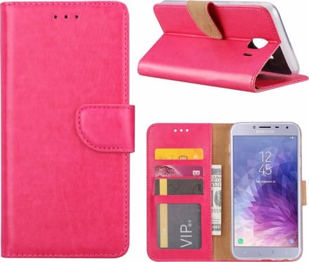 Bookcase Geschikt voor: Samsung Galaxy J4 2018 - Roze - portemonnee hoesje