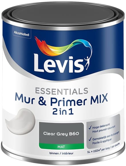 Levis - Essentials Mur & Primer Mix - Clear Grey B60 - Mengverf - 1 L