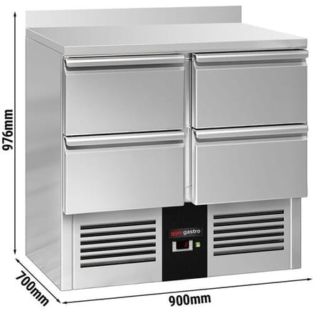 GGM Gastro Kühltisch PREMIUM - 900x700mm - 4 Schubladen - Aufkantung