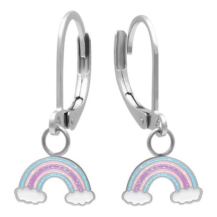 Regenboog oorhangers kind - Pastel & glitters - Chirurgisch staal - 6 mm