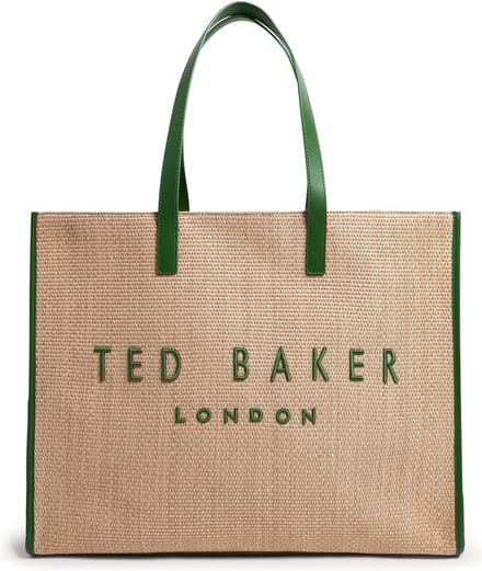 Ted Baker shopper Pallmer Faux Raffia Large Icon Bag Green beige