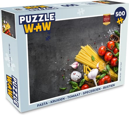 Puzzel Pasta - Kruiden - Tomaat - Specerijen - Rustiek - Legpuzzel - Puzzel 500 stukjes