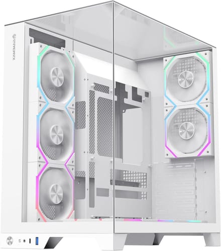PC Behuizing - Computerkast ATX - Gaming PC Bouwen - Gehard Glas Panelen - 45.4 cm Hoog - Wit