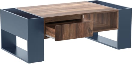 Salontafel - Houtlook - Griffeloze Lade - Staufach en Achterlade - Dubbelsidig Opbergruimte - Groot Opberggedeelte - Anthraciet - MDF