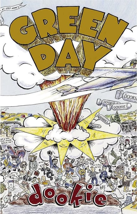 Green Day - Dookie Textiel Poster - Multicolours