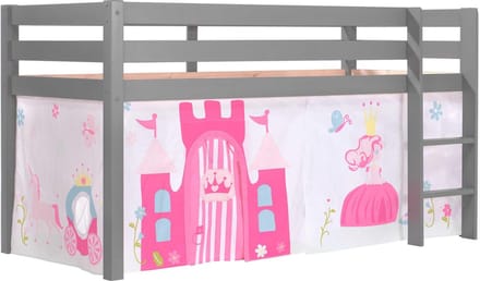 Vipack - Halfhoogslaper Charlotte met bedtent Princess II - 90x200 - Grijs