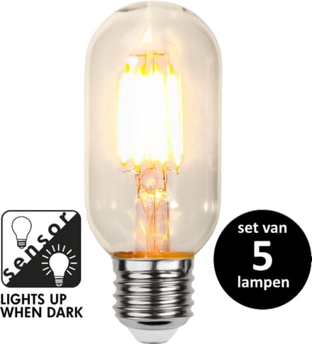 Sensor staaflamp dag/nacht - Filament 4W - set van 5