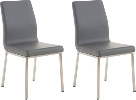 CLP Colmar Set van 2 eetkamerstoelen - RVS - Kunstlkeer - grijs