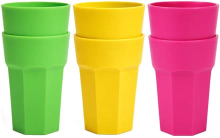 Plasticforte onbreekbare drinkglazen - 9x stuks - kunststof/plastic - mix van 3 kleuren - 520 ml - 13 cm