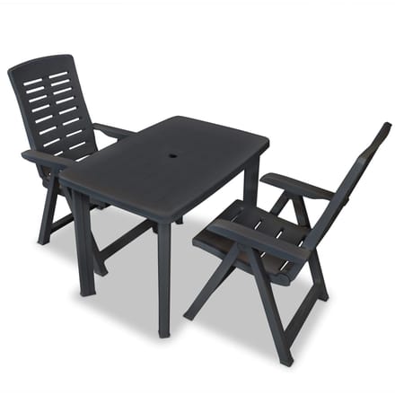 vidaXL - 3-delige - Bistroset - kunststof - antraciet