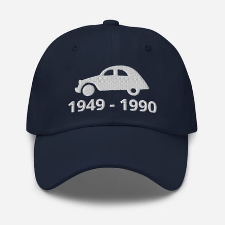 De2pktjes - Geborduurde Citroën 2cv pet met productieperiode verkrijgbaar