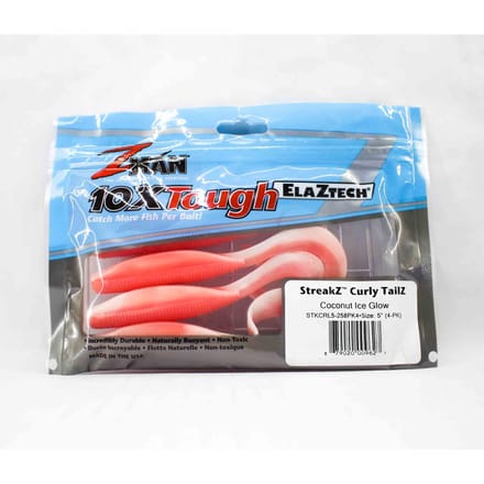 Zman Zacht kunstaas StreakZ Curly TailZ 5 Inch 4/Pack Coconut Ice Glow (9627) blue