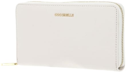 COCCINELLE Leren portemonnee Metallic Soft Wallet Grained Leather Pearl crème