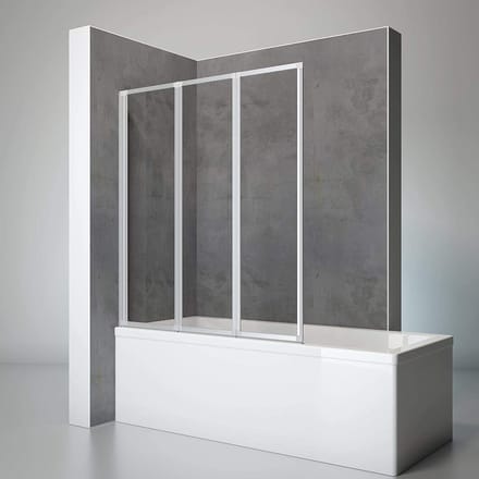 Schulte badwand - 3 delig - 127x140cm - mat aluminium - transparant veiligheidsglas