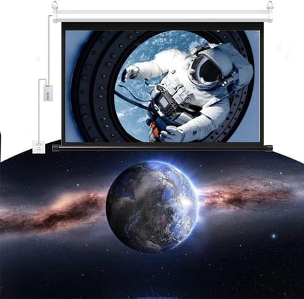Gemotoriseerd Projectiescherm - Oprolbaar Scherm - Thuisbioscoop Creëren - Dubbele Bediening - 60 Inch - Zilver