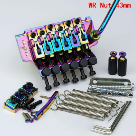 1 Ensemble Pont Tremolo 6 Cordes Guyker Système de Verrouillage Double Bloc Base en Laiton Longueur 34 Mm