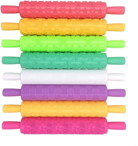 Deegroller Set - Bakroller Patronen - Taart Decoreren - 8 Unieke Patronen - 25 cm Lengte - Transparant