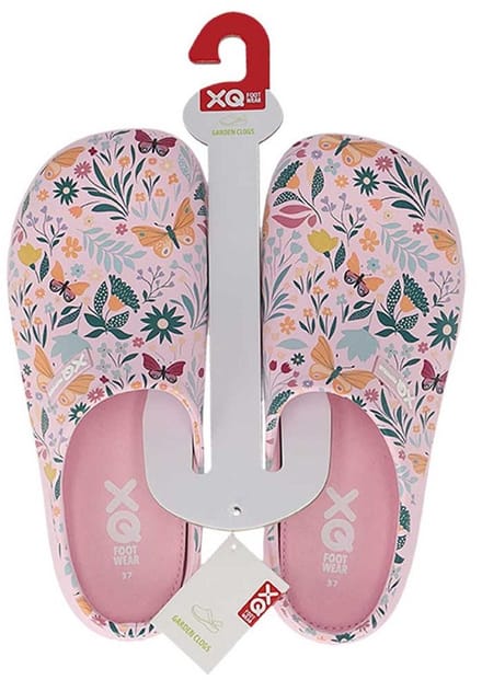 XQ dames tuinklomp - clog garden - roze print - butterfly - maat 39