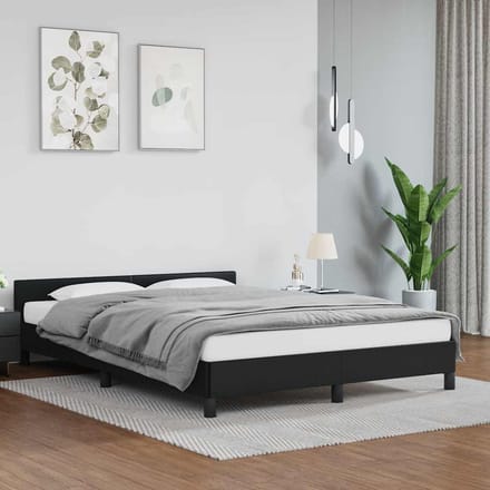 vidaXL - Bedframe - met - hoofdeinde - zonder - matras - 140x190 - cm - zwart