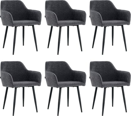 Lina® Diamond Eetkamerstoel - Antraciet - Set van 6 - Boucle