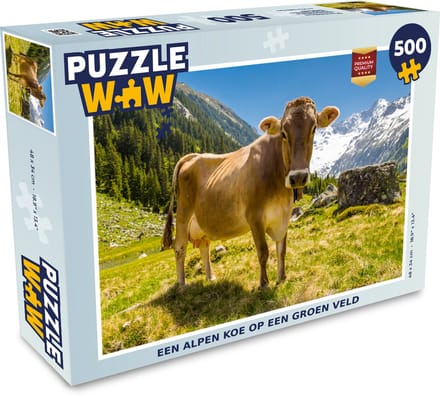 Puzzel Koe - Sneeuw - Alpen - Legpuzzel - Puzzel 500 stukjes