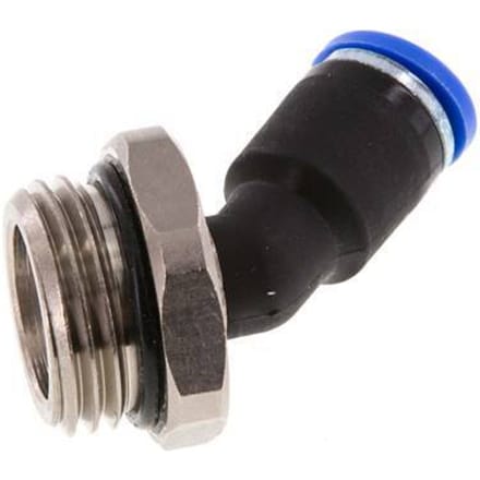 8mm x G1/2'' 45 graden L-verbinding Messing/PA 66 Insteekfitting Buitendraad NBR [2 Stuks]