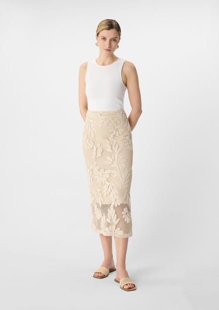 Aangesloten midi-lace rok met ondoorzichtige voering dames COMMA