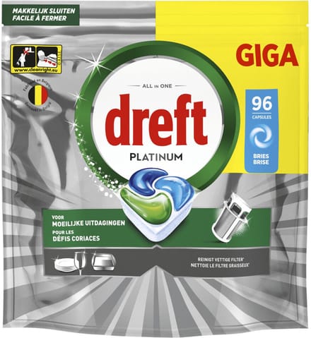 Dreft - Vaatwastabletten Platinum All In One Bries - 3 x 96 stuks - Voordeelverpakking