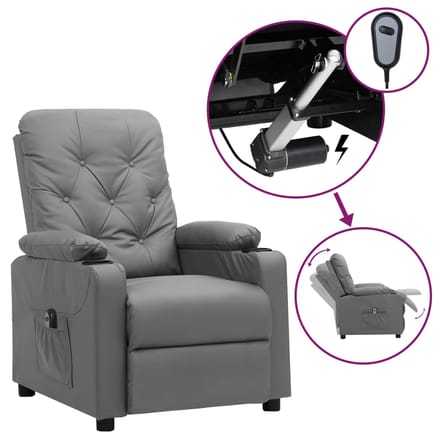 vidaXL - Fauteuil - verstelbaar - elektrisch - kunstleer - grijs
