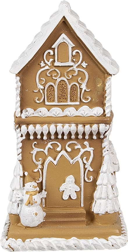 Clayre & Eef Gingerbread house met LED 15 cm Bruin Polyresin