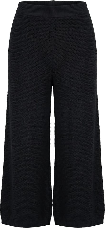 Studio Untold - Dames - Broek wijde rechte pijpen breisel met structuur - Zwart - Maat 54+