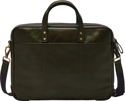 FOSSIL Handtas Laptoptas met laptopvak Haskell Double Briefbag Dark Loden Kaki