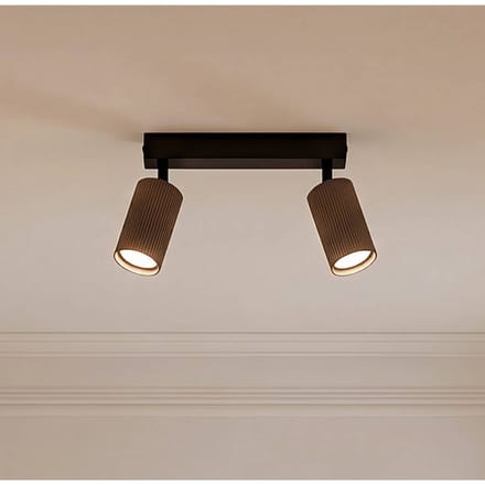 TK Lighting Plafondspot Tune, 2-lamps, bruin, metaal, lengte 44 cm