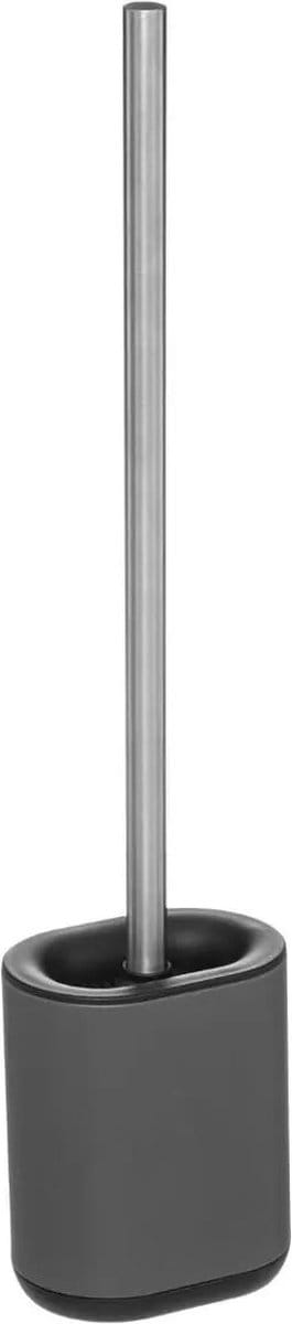 5Five WC-/toiletborstel met houder - plat - grijs - polypropyleen kunststof kop - 53 cm