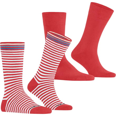 Burlington Everyday Stripe- Mixed 2-Pack gedessineerd katoen multipack sokken heren rood - maat 40-46