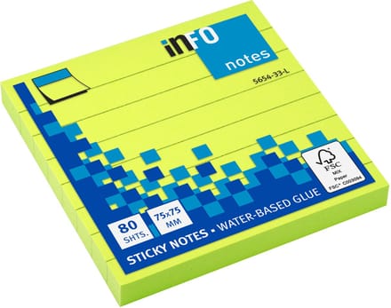 Info sticky notes - Brilliant - 80 vel - 75x75mm - gelinieerd - groen - IN-5654-33-L