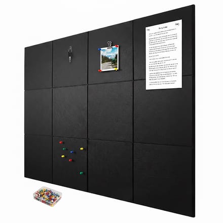 Vilten prikbord - set van 12 - 30x30 cm - zelfklevend - zwart