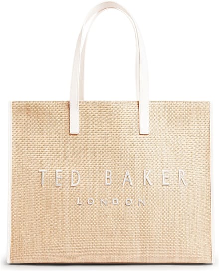 Ted Baker shopper Pallmer Faux Raffia Large Icon Bag Ivory beige