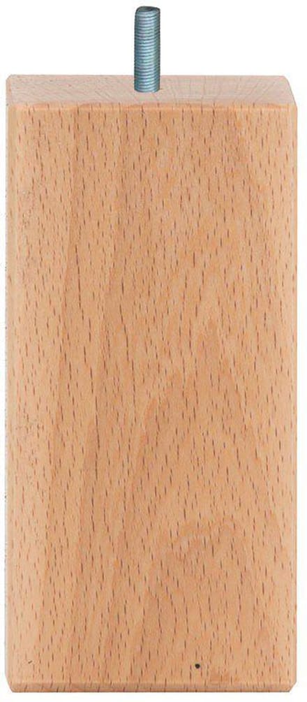 Meubelpoot vierkant 6 bij 6 cm en hoogte 12 cm van massief hout (M8) - Set van 4 stuks