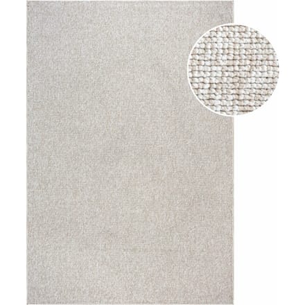 Muratap Lora plus laagpolig effen vloerkleed geweven design beige creme- 80x150 cm