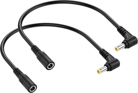 Haakse DC 5.5x2.5mm Verlengkabels voor CCTV en 12V Apparatuur (Set van 2)