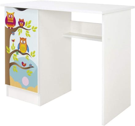 Kinderbureau - Tienerbureau Studiebureau - Thuiswerken Studeren - Met Ruime Kast - 90x50x77 cm - Uilen Print