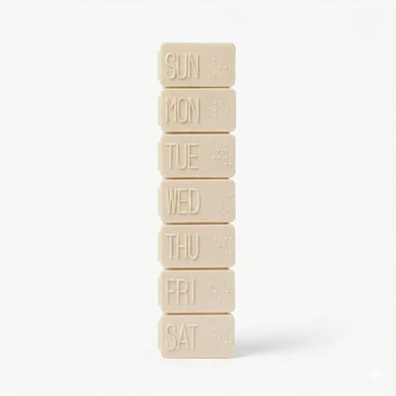 My7days Medicijndoosje 7 Dagen met Braille – Weekpillendoos met Dagindeling – Pillendoos 1 Week – Beige