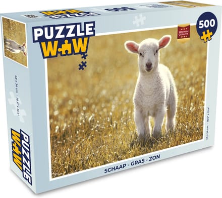 Puzzel Schaap - Gras - Zon - Legpuzzel - Puzzel 500 stukjes