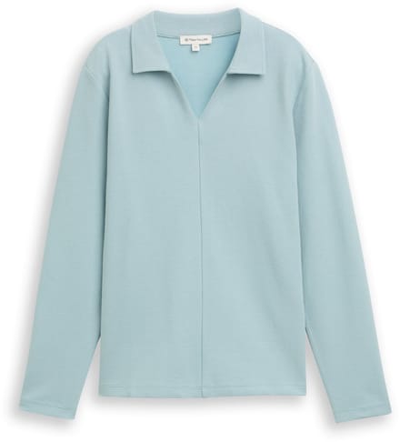 Tom Tailor - Shirt met lange mouwen en polokraag - Maat S - white moss